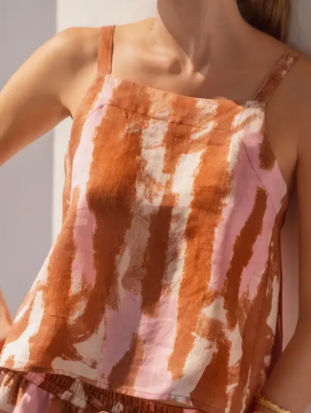 #103423 🛑S Teresita Top-Rose Batik Linen Top ONLY